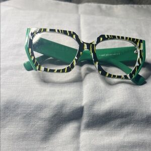 Kids Green and Yellow Striped Glasses